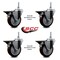Service Caster 4 Inch Maroon Polyurethane 38 Inch Threaded Stem Caster Set with Brake SCC-TS20S414-PPUB-MRN-PLB-381615-4 - alternate 2